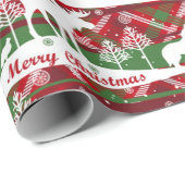 メリークリスマス、冬、ムース、オオカミ ラッピングペーパー (ロールコーナー)