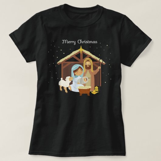メリークリスマス&出生シーンクリスチャン信仰H Tシャツ (デザイン正面)