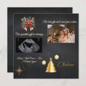 メリークリスマス 出産予定日 黒板での発表 シーズンカード (正面/裏面)