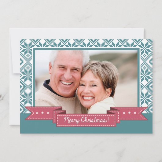 メリークリスマス.北欧スノーフレーク模様の写真 シーズンカード (正面)