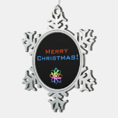 メリークリスマス|原子のクリスマス スノーフレークピューターオーナメント (右)