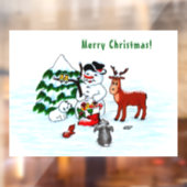 メリークリスマス!友達と一緒の雪だるま ウィンドウサイン (シート2)