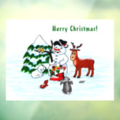 メリークリスマス!友達と一緒の雪だるま ウィンドウサイン (シート3)