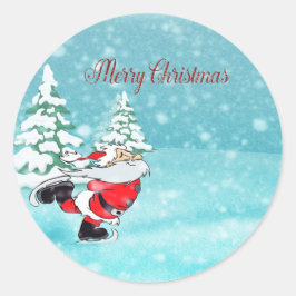メリークリスマス、可愛いサンタクロース ラウンドシール