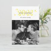 メリークリスマス.可愛いモダン黄色い雪の写真 シーズンカード (スタンド正面)