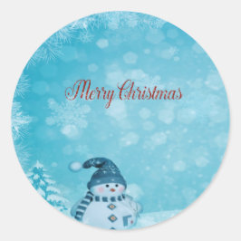 メリークリスマス、可愛い雪だるまもみの木 ラウンドシール