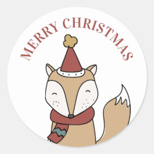 メリークリスマス.可愛おもしろいい冬狐 ラウンドシール