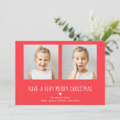 メリークリスマス | 可愛赤と白い写真 シーズンカード (スタンド正面)