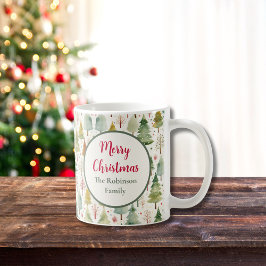 メリークリスマス 名前入り 引用文 季節の森の木々 コーヒーマグカップ