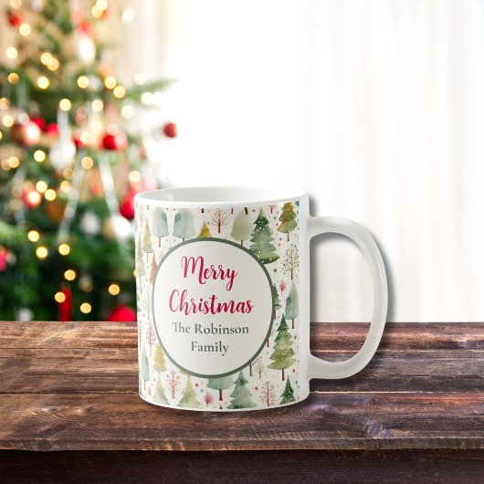 メリークリスマス 名前入り 引用文 季節の森の木々 コーヒーマグカップ