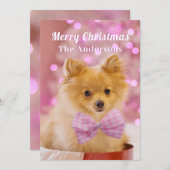 メリークリスマス&名前、かわいい犬またはあなたの写真 招待状 (正面/裏面)