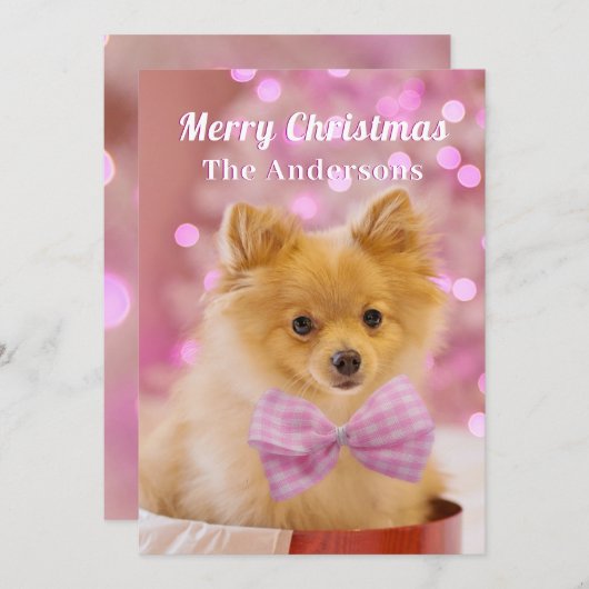 メリークリスマス&名前、かわいい犬またはあなたの写真 招待状 (正面/裏面)