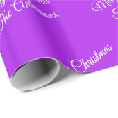 メリークリスマス、名前、紫の上の白いスクリプト ラッピングペーパー (ロールコーナー)