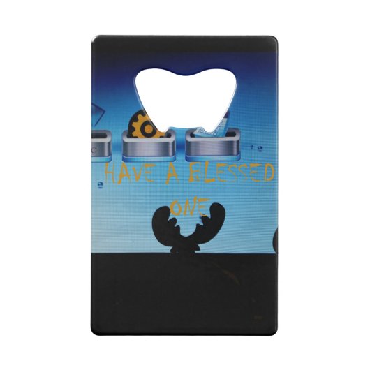 メリークリスマス！喜びに満ちたデジタルなクリスマスを！ クレジットカード栓抜き (正面)