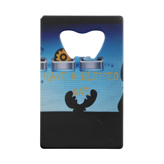 メリークリスマス！喜びに満ちたデジタルなクリスマスを！ クレジットカード栓抜き (裏面)