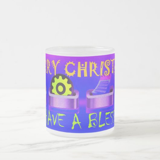 メリークリスマス!喜びに満ちたデジタルなクリスマスを! フロストグラスマグカップ (中央)