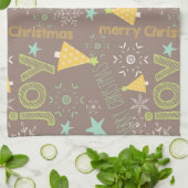 メリークリスマス、喜び、クリスマスツリーズキッチン キッチンタオル (折り畳み)