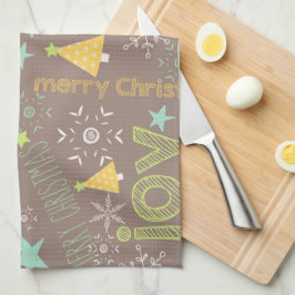 メリークリスマス、喜び、クリスマスツリーズキッチン キッチンタオル