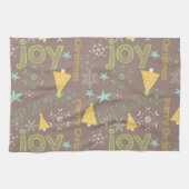 メリークリスマス、喜び、クリスマスツリーズキッチン キッチンタオル (横)