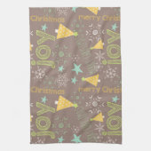 メリークリスマス、喜び、クリスマスツリーズキッチン キッチンタオル (縦)