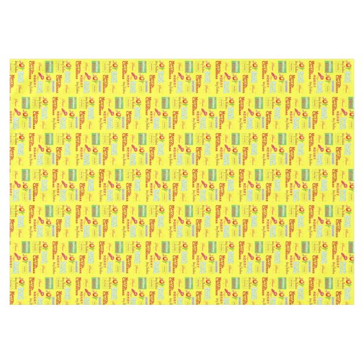 メリークリスマス，喜び，季節のごあいさつ，黄 テーブルクロス (正面(横))