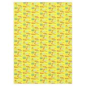 メリークリスマス，喜び，季節のごあいさつ，黄 テーブルクロス (正面)