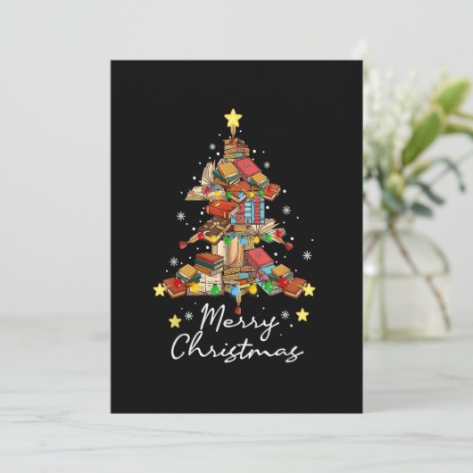 メリークリスマス 図書館の木 本を読むのが好きなリーさん 招待状 (スタンド正面)