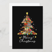 メリークリスマス 図書館の木 本を読むのが好きなリーさん 招待状 (正面/裏面)