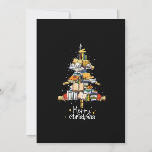 メリークリスマス 図書館 ツリー かわいい 本好き てんびん座 シーズンカード (正面)