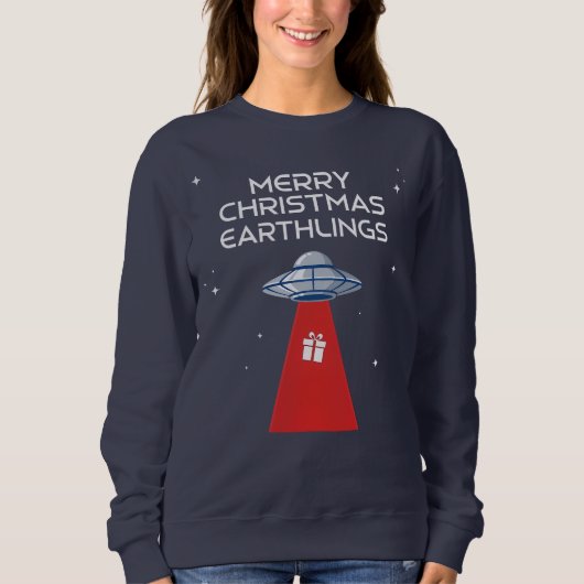 メリークリスマス、地球人!宇宙のクリスマス スウェットシャツ (正面)