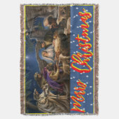 メリークリスマス，壁，窓，イメージ スローブランケット (正面縦)