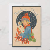 メリークリスマス – 女の子，スウェーデン語の古いヴィンテージ シーズンカード (正面)