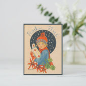 メリークリスマス – 女の子,スウェーデン語の古いヴィンテージ ポストカード (スタンド正面)