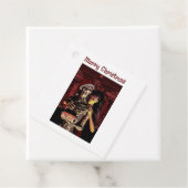 メリークリスマス。女性と一緒にいるユーモラスな骸骨 フェイバータグ (インサイチュ)