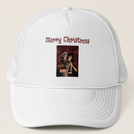 メリークリスマス。女性と楽しいスケルトン キャップ