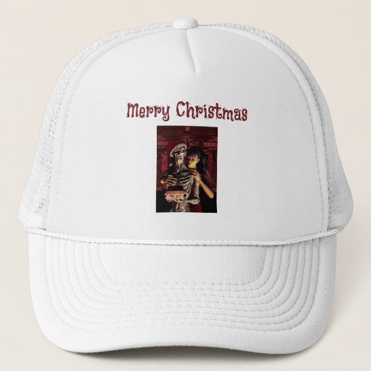 メリークリスマス。女性と楽しいスケルトン キャップ (正面)