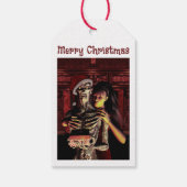 メリークリスマス。女性と楽しいスケルトン ギフトタグ (裏面)