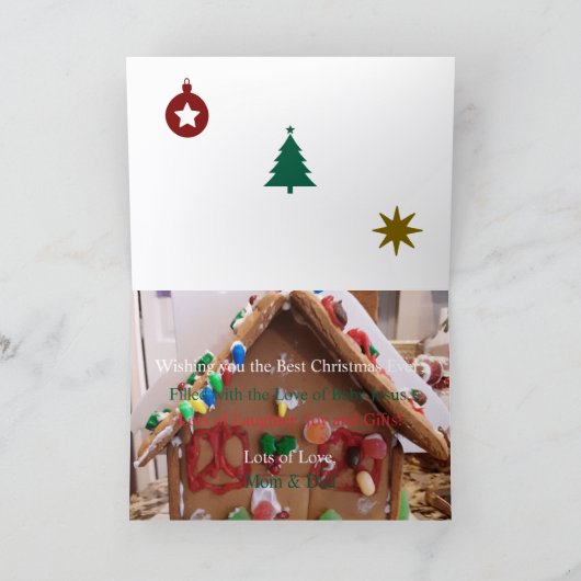 メリークリスマス、娘、折り畳まれたグリーティングカード カード (内部)