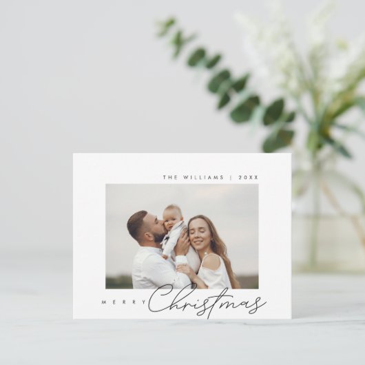 メリークリスマス、季節の挨拶、家族の写真 ポストカード (スタンド正面)