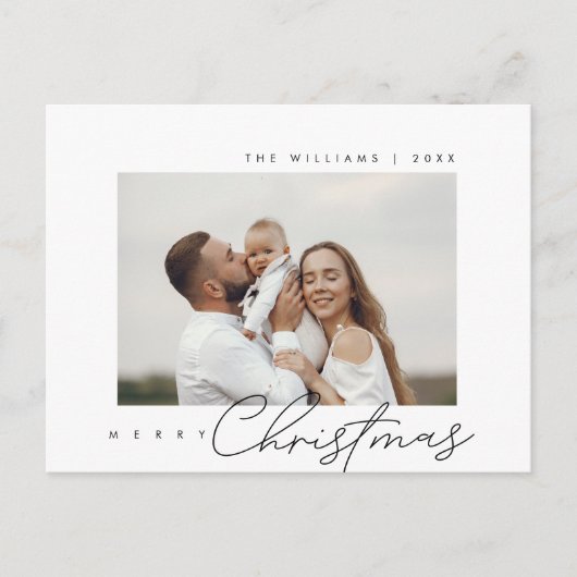 メリークリスマス、季節の挨拶、家族の写真 ポストカード (正面)