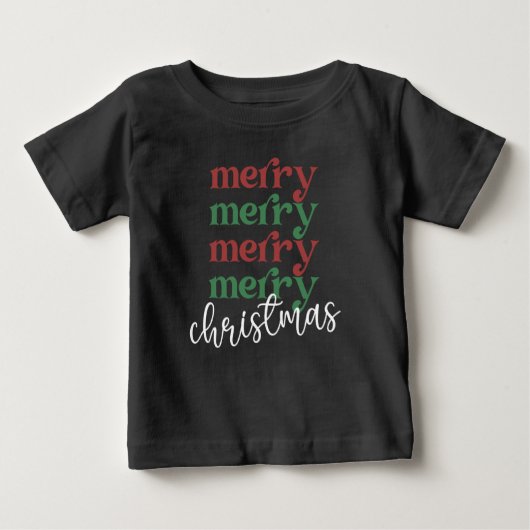 メリークリスマス 家族のクリスマス お祝い プレゼント ベビーTシャツ (正面)
