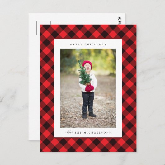 メリークリスマス |家族の写真はがきを追加 ポストカード (正面/裏面)