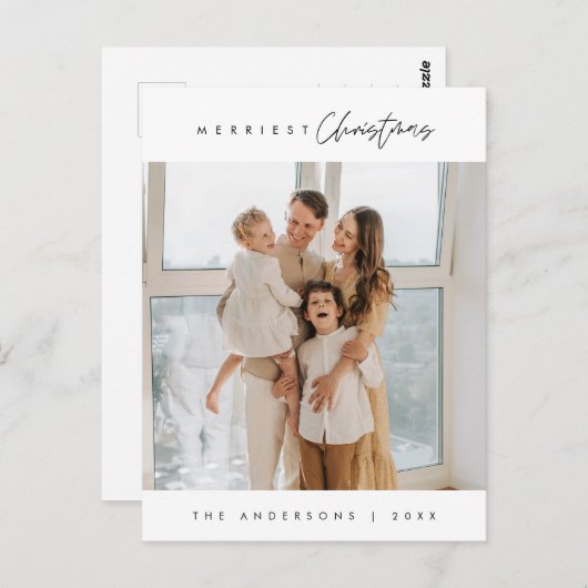 メリークリスマス、家族の写真、季節の挨拶 ポストカード (正面/裏面)