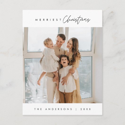 メリークリスマス、家族の写真、季節の挨拶 ポストカード (正面)