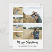メリークリスマス　家族の名前入り６枚の写真グリッド シーズンカード (正面)
