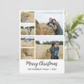メリークリスマス　家族の名前入り６枚の写真グリッド シーズンカード (スタンド正面)