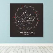 メリークリスマス – 家族の名前/エスト。休日SVG キャンバスプリント (インサイチュ (ウッドフロア))