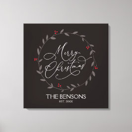 メリークリスマス – 家族の名前/エスト。休日SVG キャンバスプリント