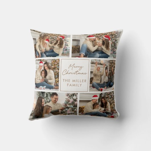 メリークリスマス | 家族エレガントの写真コラージュ クッション (裏面)