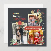 メリークリスマス |家族モダンの写真のコラージュ シーズンカード (正面/裏面)